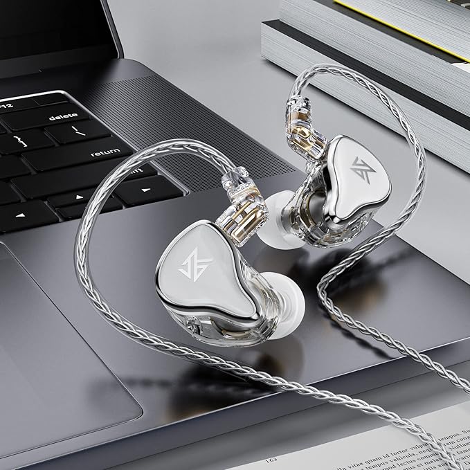 KZ ZAS 7BA+1DD in Ear Monitor Headphones, Wired Earbuds 8 Hybrid Drivers HiFi Deep Bass Sound Isolating Earphone Clear Sound Secure Fit 8 Core Durable Cable Professional IEM (Without Mic, Black)