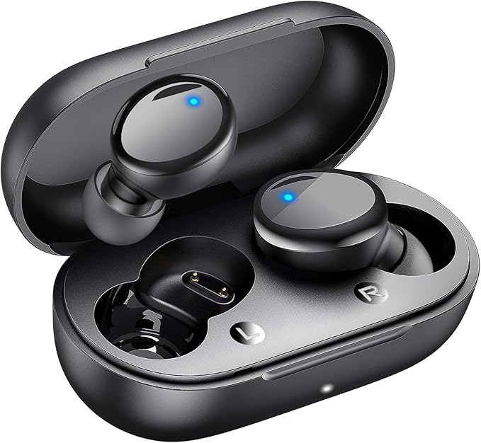 Lanteso True Wireless Bluetooth 5.4 Earbuds, 48H Playtime, Light Weight in Ear Headphones with Built in Mic, Premium Sound with Deep Bass, Clear Calls for Sports Workout, Black