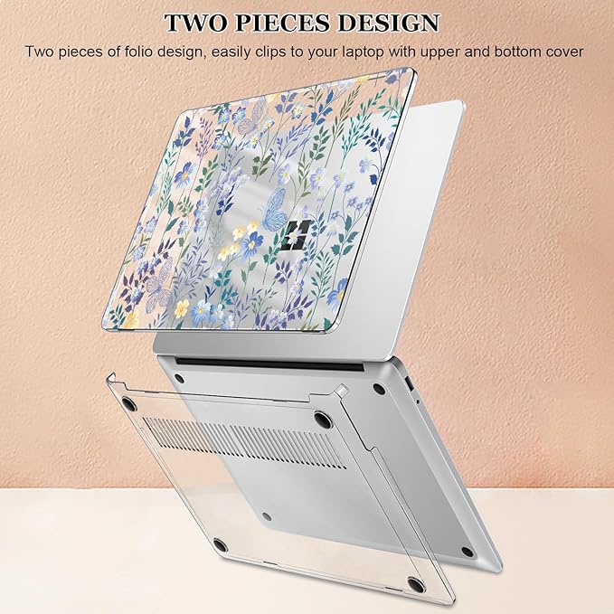 Case Compatible with 13 inch Microsoft Surface Laptop 2025 Copilot+PC (Model 2095), Printed Pattern Plastic Hard Shell Case for Microsoft Surface Laptop 13-inch 2025, Meadow Wildflower