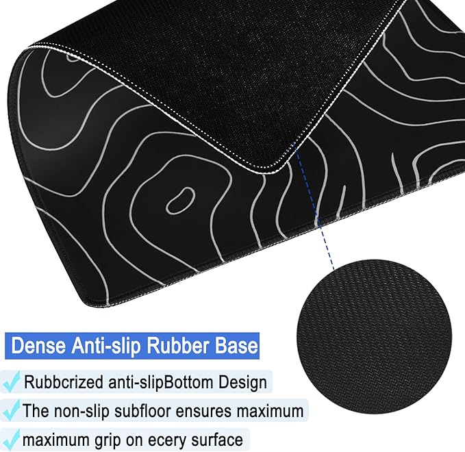 Mousepad, Large Gaming Mouse Pad with Double Stitched Edges, 14.9 x 11.7 inches Premium-Textured & Waterproof Mousepad, Nonslip Natural Rubber Base Mouse pad for Laptop,Computer, Office, Black White
