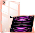 VIKESI Case for iPad Pro 12.9 6th/5th/4th/3rd Generation 2022/2021/2020/2018,TPU Shockproof Frame,Built-in Pencil Holder,Auto Sleep/Wake - Spanish Pink