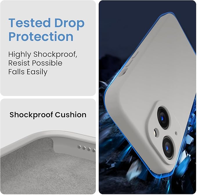 FireNova Designed for iPhone 15 Case, Silicone Upgraded [Camera Protection] Phone Case with [2 Screen Protectors], Soft Anti-Scratch Microfiber Lining Inside, 6.1 inch, Natural Titanium