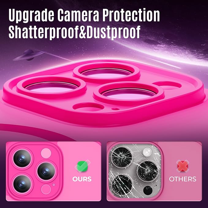 Symcele Designed for iPhone 15 Pro Case, Compatible with MagSafe, with Privacy Screen Protectors X2, [Camera Protection] [15FT Military Drop Protection] Shockpoof Phone Case, 6.1'', Hot Pink