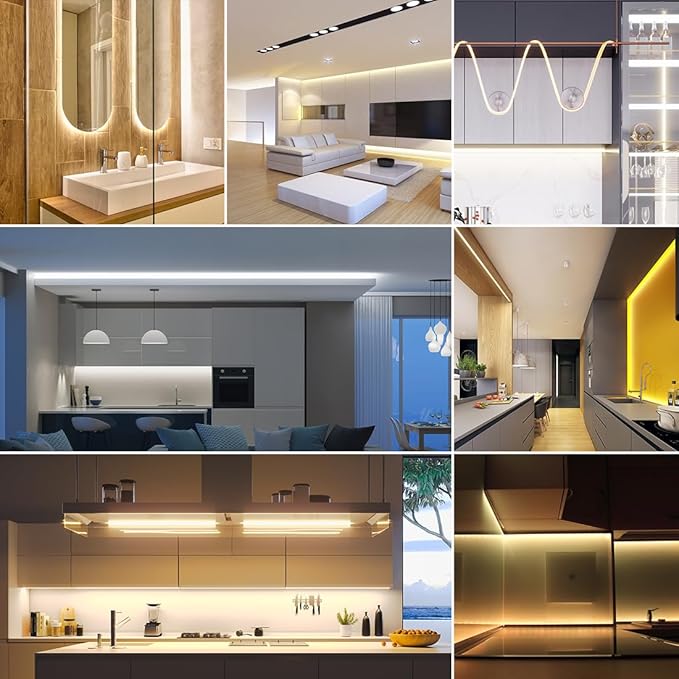 BTF-LIGHTING FCOB COB LED Strip IP65 Flexible High Density Uniform Light 8W/m 16.4FT DC12V Warm White 3000K 336LED/m CRI 90+ 8mm Width Dimmable LED Ribbon for Decor(No Adapter or Controller)
