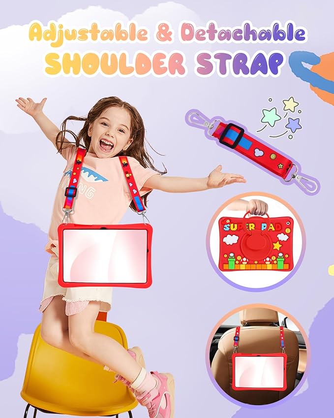Lotadilo Cute Case for Galaxy Tab A9 Plus 11 Inch 2023 - Silicone 3D Design for Girls Women Teens Girly Kawaii Funny Cartoon Soft Stand with Lanyard for Samsung A9 Plus Tablet Case, Red