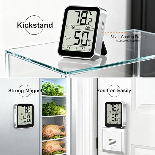 Antonki Room Thermometer Indoor Hygrometer Digital Temperature and Humidity Sensor Meter Humidity Monitor with Max/Min Records - AAA Battery Included