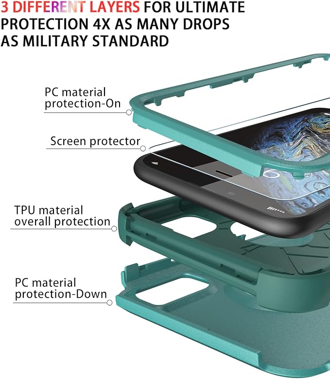 Diverbox for iPhone X Case/iPhone Xs Case [Shockproof] [Dropproof] [Tempered Glass Screen Protector ] Heavy Duty Protection Phone Case Cover for Apple iPhone X/XS (Teal)