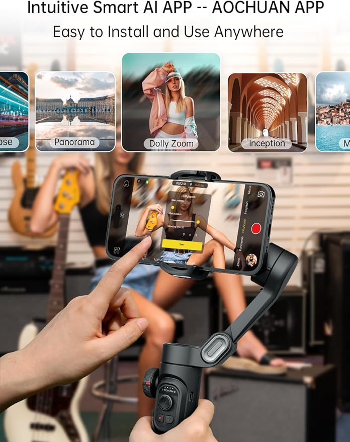 Gimbal Stabilizer for Smartphone-AOCHUAN Smart XE&E10Aluminum Extension Rod&B20 Camera Bag