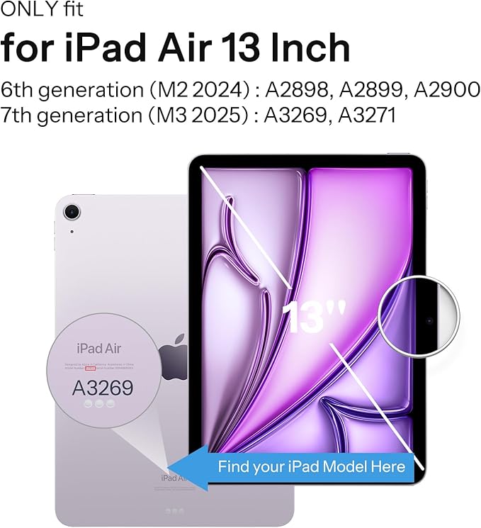 SPARIN Case for iPad Air 13 Inch M4 2026/M3 2025/M2 2024 ((8th/7th/6th Generation), Removable Magnetic Cover with Apple Pencil Holder, Portrait and Landscape Stand, Auto Wake/Sleep -Midnight Green