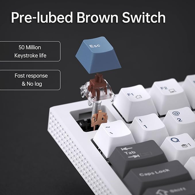 KEMOVE K98SE Mechanical Gaming Keyboard, 98 Keys LED Backlit Programmable, 96% Wired Computer Keyboard with Double Sound Dampening Foam, Pre-lubed Brown Switch