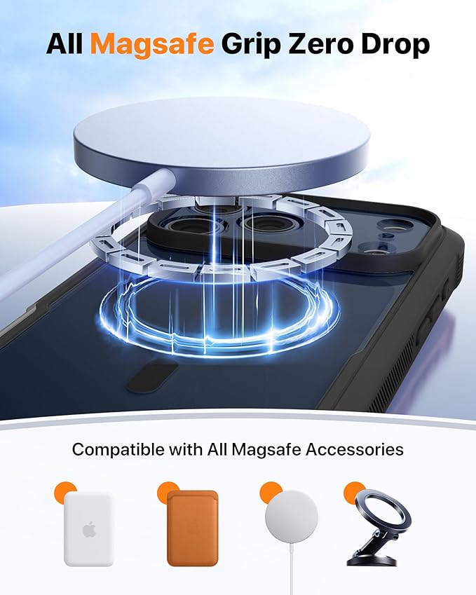 Diaclara Magnetic Designed for iPhone 17 Pro Case 6.3 Inch Full Body Bumper,[Compatible with MagSafe] Military Drop Proof Cover with Built-in Touch Sensitive Anti-Scratch Screen Protector, Black
