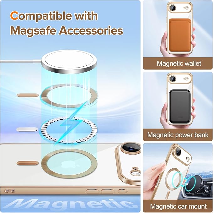 Hython Magnetic Clear for iPhone Air Case with Camera Lens Protector [Compatible with MagSafe] Luxury Plating Edge Slim Soft TPU Cover Protective Phone Case for iPhone Air 6.5", Matte Desert Brown