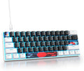 Protable 60% Percent Gaming Keyboard Mechanical, Mini Compact Ice-Blue LED Backlit 61 Keys Wired Office Keyboard with Red Switch for Mac/Win/PS4/PS5(61Black/red Switch)