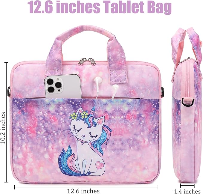 JIANYA Tablet Sleeve Bag Marble Tablet Carrying Bag with Shoulder Strap, 10-12.5 Inch, Purple