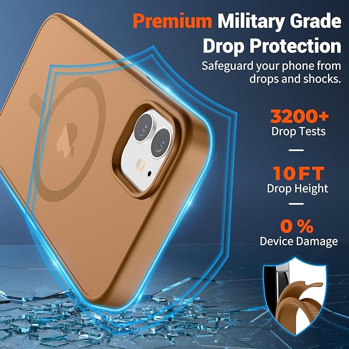 SUPFINE Magnetic for iPhone 11 Phone Case(Compatible with MagSafe)(Military Grade Drop Protection) Slim Translucent Matte Shockproof with Anti-Fingerprint Phone Case,Brown