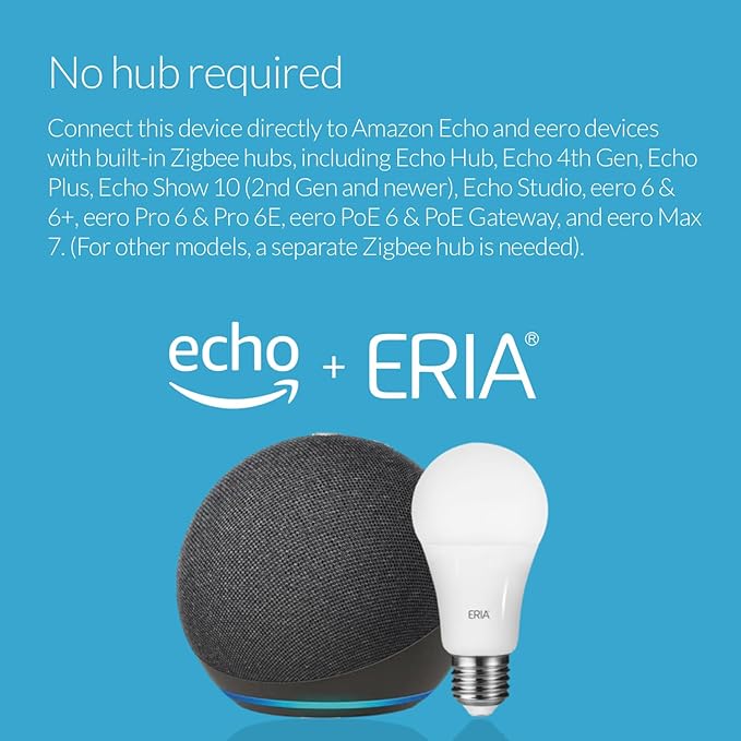 ERIA Colors and White A19 Dimmable CRI 90+ Smart Bulb Works with Hue*, SmartThings, HA, Amazon Echo (4th Gen), Alexa, HA, Google Assistant (Extra Bright – 2-Pack)