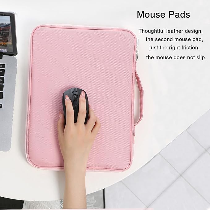 Crienten 12.9 Inch Tablet Sleeve Bag for Women Fits iPad Pro 12.9 M2 2022/2021/2020/2018/Pro 12.9 2017, Surface Laptop Go 12.4", Galaxy Tab S8+ 12.4", Waterproof Bag Carrying Case with Pocket (Pink)