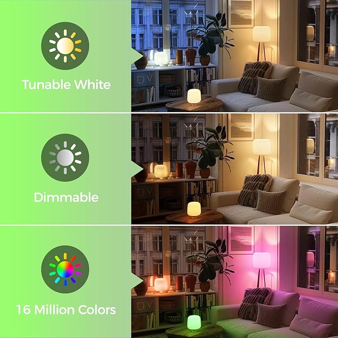 Lightinginside Matter Smart Light Bulbs Compatible with Alexa/Siri/Apple Home/Google Home/SmartThings, WiFi A19 E26 RGBCW Color Changing Light Bulb 800LM 9W 60W Equivalent, 2.4G WiFi, ETL Listed, 4PCS