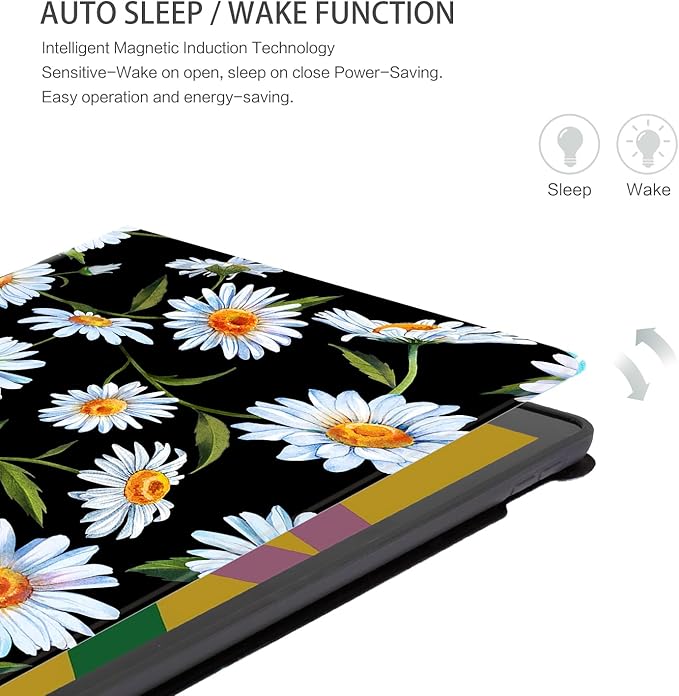 Cases for iPad 9th Generation, for iPad 8th Generation Case, for iPad 7th Gen case, for ipad Cases 9th Generation 10.2 inch Women Men Kids Multi-Angle Adjustable Stand Auto Wake/Sleep,Black Daisy