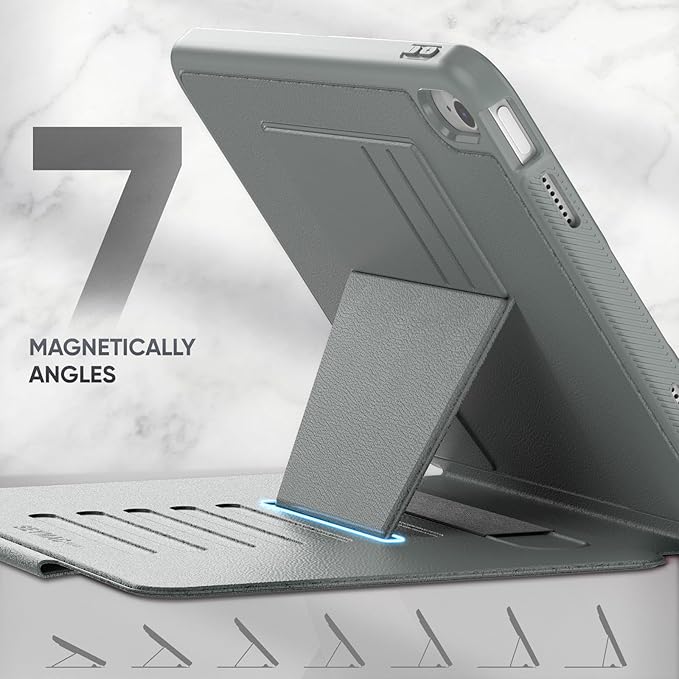 SEYMAC stock Case for iPad (A16) 11th/10th Generation 11''/10.9'', Strong Magnetic Auto Sleep Shockproof Case with Absorbing Multi-Angles Stand, Pen Holder, Card Slot (Gray)