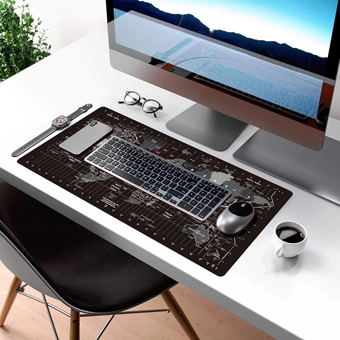 HGWALP World Map Large Gaming Mouse Pad Extended XXL(900x400X3MM) Mouse Mat Long Desk Pad with Stitched Edges for Keyboard Home Office Gaming Work Big Desk Pad