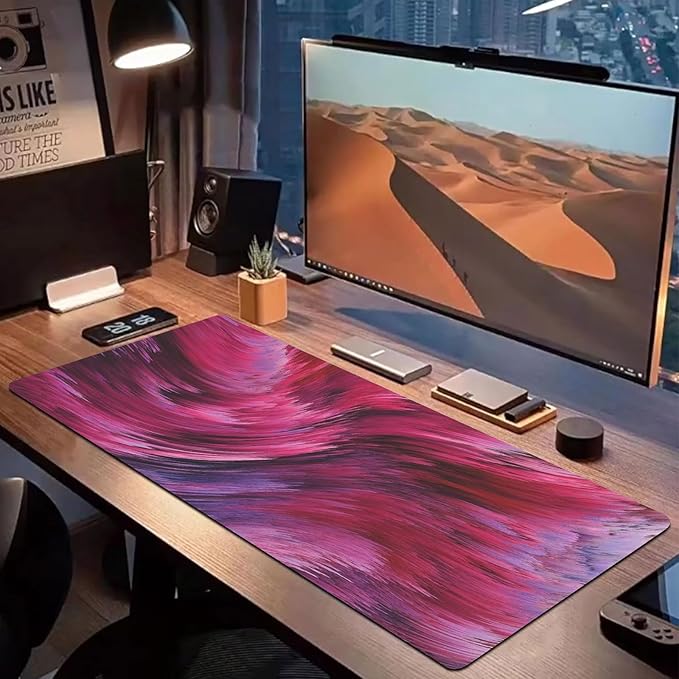 Extra Large Gaming Mouse Pad 31.5"x15.7"｜Artistic Red-Themed XXL Keyboard Pad, Mouse Mat, Desk Pad, Non-Slip Rubber Base & Stitched Edges - Extended Mousepad for PC/Laptop/Office/Home Decor