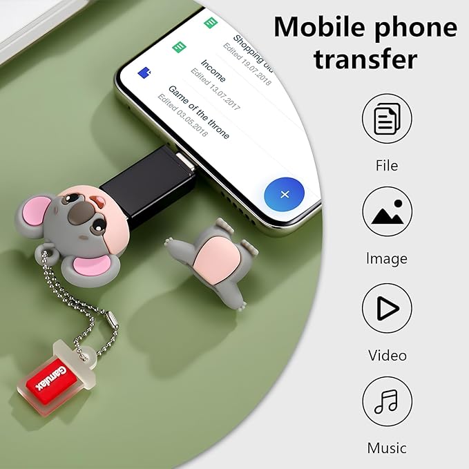 USB Flash Drives, 16GB/32GB/64GB/128GB Silicone USB2.0 High Speed Thumb Memory Stick Pen Date Storage Pendrive U Disk (Cute Koala, 32GB)