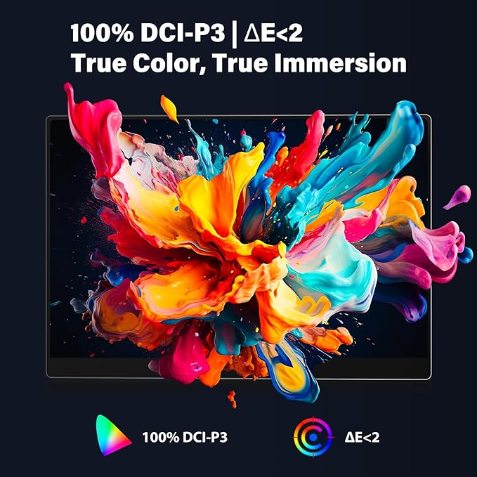 InnoView 14 Inch OLED Portable Monitor 4k UHD 3840x2400 Portable Monitor 100% DCI-P3 | 100000:1Contrast | Built-in Speakers, Travel Monitors for Laptop PC MAC Phone PS4 Xbox Switch