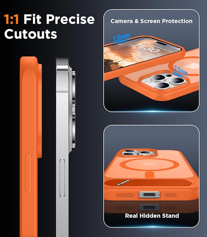 Magnetic Compatible with iPhone 14 Pro Case, [Built-in Invisible Kickstand][Compatible with MagSafe] [Military Grade Shockproof] Slim Translucent Matte Phone Case for iPhone 14 Pro 6.1"