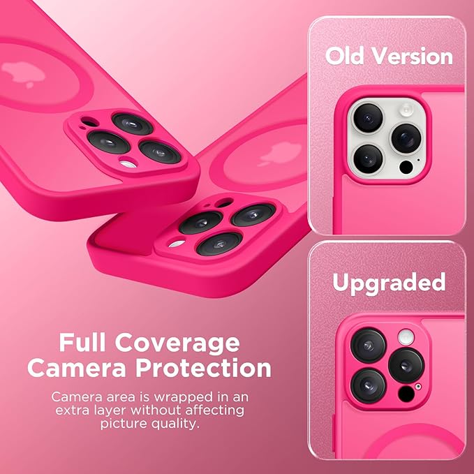 CAPRARO Magnetic for iPhone 13 Pro Case, [Compatible with MagSafe] [Full Camera Protection] Shockproof Protective Slim Translucent Matte Phone Case for iPhone 13 Pro 6.1'', Hot Pink