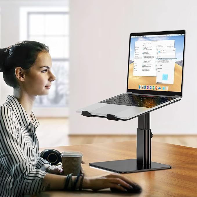 BESIGN LSX6N Laptop Stand, Ergonomic Adjustable Notebook Riser, Computer Holder, Laptop Mount Compatible with 10-15.6" Laptops, Black
