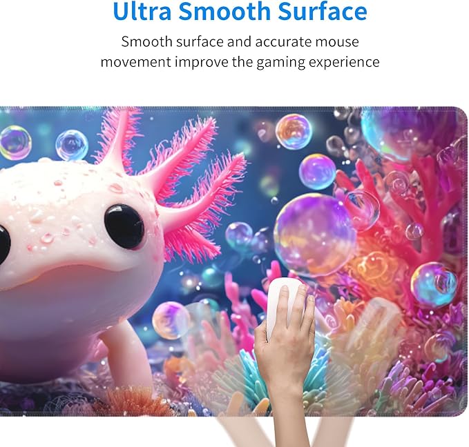Axolotl Mouse Pad Extended Large Gaming Mouse Pad XL Stitched Edges for Gamer Home Office 31.5 X 11.8 Inch