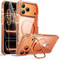 2 in 1 for iPhone 17 Pro Max Case,[1 Screen Protector],7X Military-Grade Drop Protection,Fits MagSafe,Tough, Rugged & Durable for Heavy Duty iPhone 17 Pro Max Case,Orange-Clear
