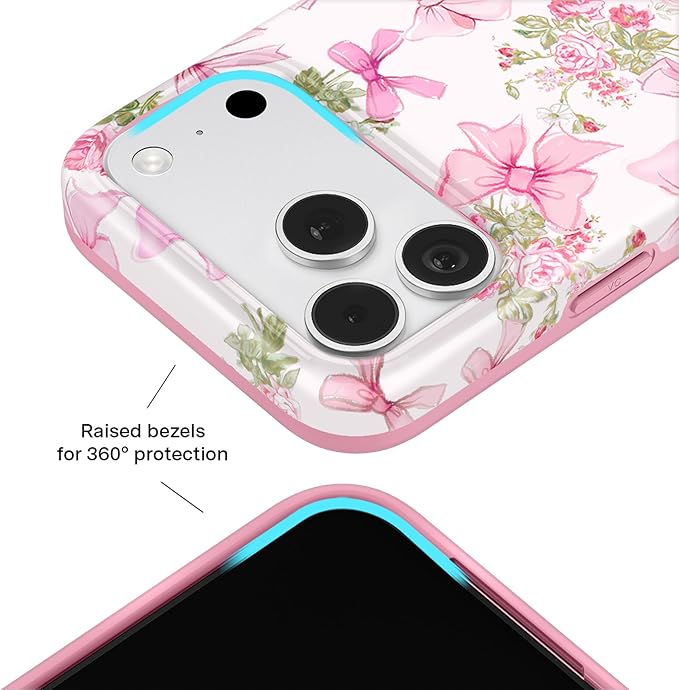 VELVET CAVIAR Case for iPhone 17 Pro Max | Compatible with MagSafe | 10ft Drop Tested | Protective Designer Cases | Posie Pink Bow 2.0