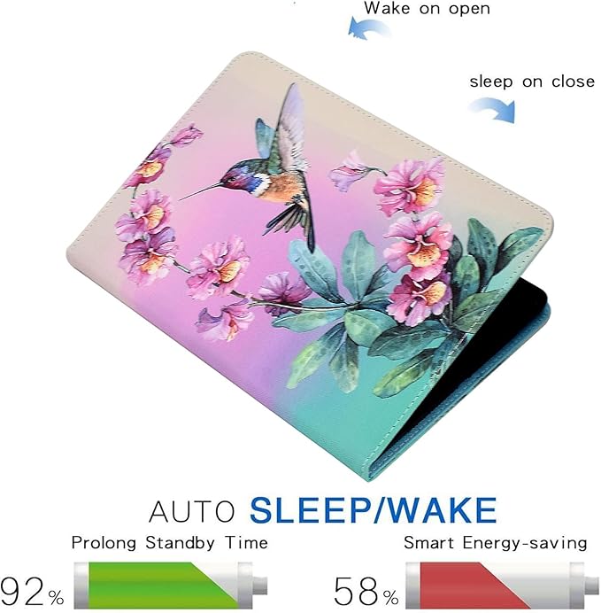 for iPad 9.7 inch Case iPad 6th/5th Generation Case 2018 2017, PU Leather Folio Stand Cute Cover for iPad 9.7 inch/iPad Pro 9.7/iPad Air 2/iPad Air 1, Auto Sleep/Wake, Hummingbird
