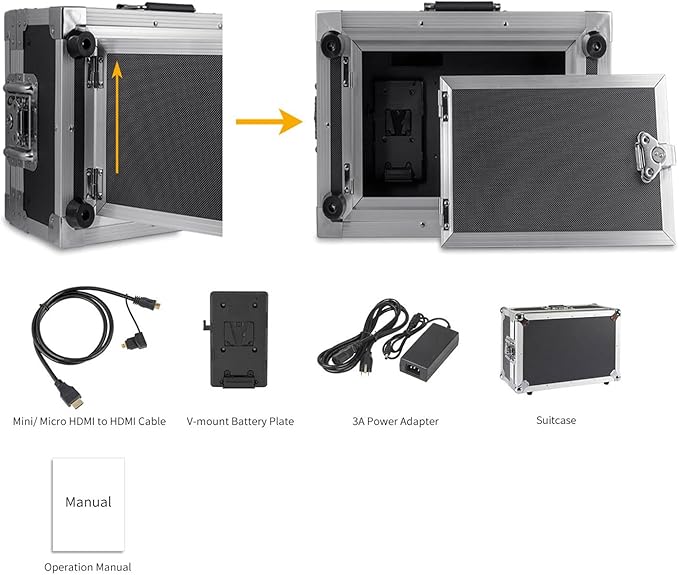 ATEM156-CO 15.6” 4K HDMI Multiview Portable Carry-on Broadcast Director Monitor with 1920×1080 Pixels 4 HDMI Input Output Quad Split Display +Sunshade