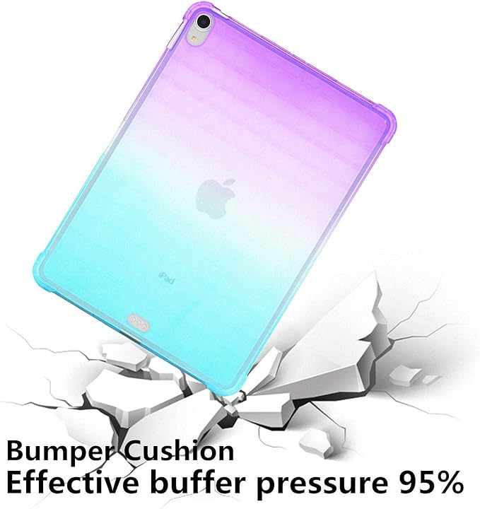 Case for iPad Air 11" M2 (2024) & iPad Pro 11 inch 4th/3rd/2nd/1st Gen (2022/2021/2020/2018) & iPad Air 5th/4th Gen 10.9" (2022/2020) Translucent Frosted Clear TPU Back Cover,Purple & Green