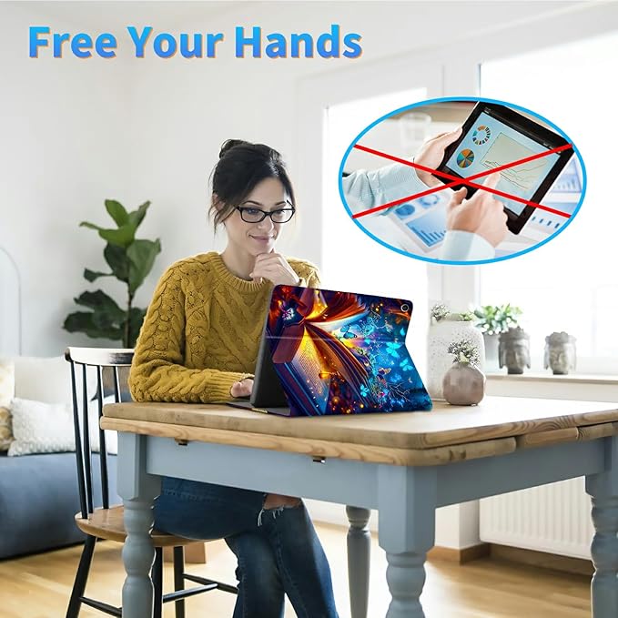 for Amazon Kindle Fire HD 8 (8th/7th/6th Generation, 2018/2017/2016 Release) 8" Tablet Case, Slim Kickstand Stand Leather Smart Cover with Auto Wake/Sleep, Book Blue Butterfly
