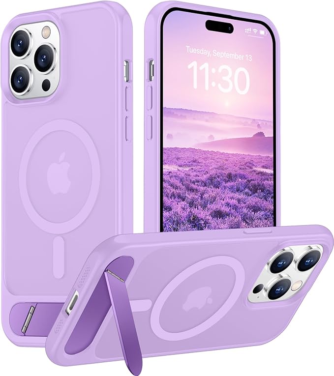 Magnetic Compatible with iPhone 14 Pro Case, [Built-in Invisible Kickstand][Compatible with MagSafe] [Military Grade Shockproof] Slim Translucent Matte Phone Case for iPhone 14 Pro 6.1"