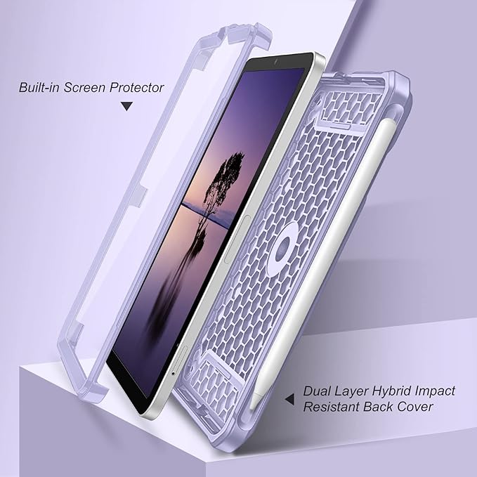 Fintie Case for iPad Mini 7 (A17 Pro, 7th Generation) 2024 / iPad Mini 6 (6th Gen) 8.3 Inch, [Tuatara Magic Ring] 360 Degree Rotating Shockproof Rugged Cover with Screen Protector, Purple
