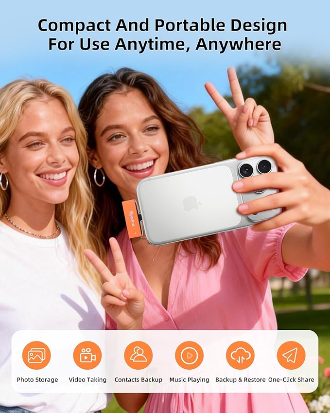 USB C Flash Drive for iPhone Photo Stick 128GB Thumb Drive with Type-C Charging Port, USB Memory Stick for Photos Videos, High Speed Jump Drive External Storage for iPad/Android Phones/PC (Orange)
