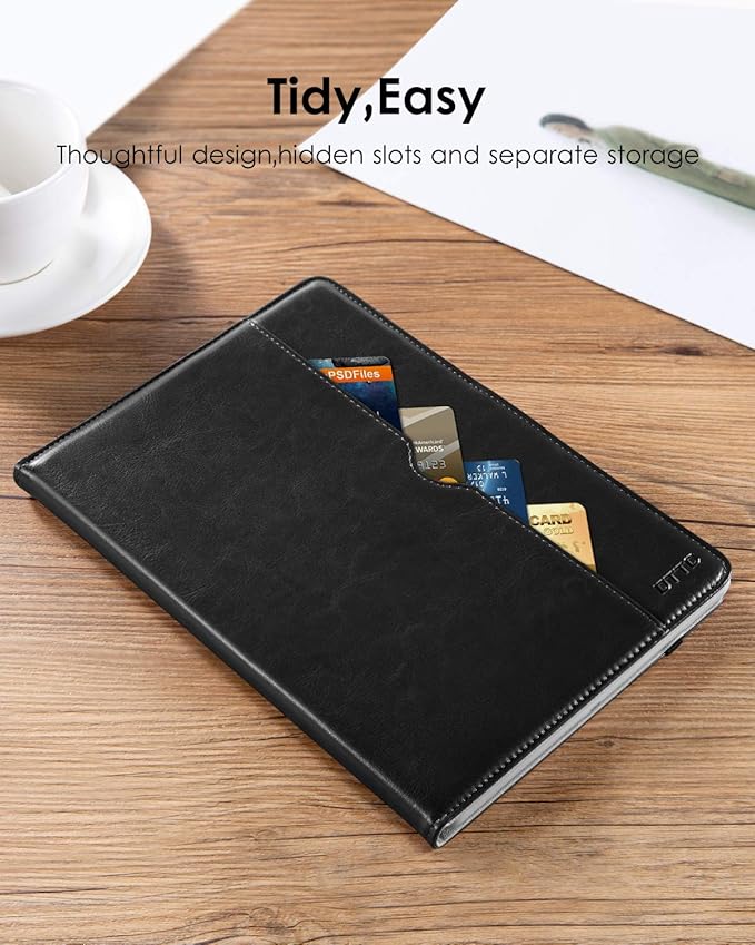 DTTO for iPad 9.7 Inch 5th/6th Generation 2018/2017 Case with Apple Pencil Holder, Premium Leather Folio Stand Cover Case for Apple iPad 9.7 inch, Also Fit iPad Pro 9.7/Air 2/Air - Black