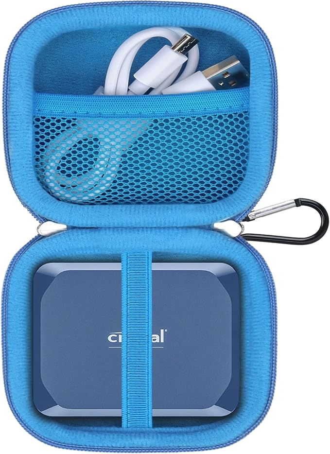 Lacdo Hard Drive Carrying Case for Crucial X10 / Crucial X9 Pro / X9 / X10 Pro SSD 1TB 2TB 4TB 6TB 8TB Portable External Solid State Drive, Hard EVA Shockproof Water Repellent Storage Travel Bag, Blue