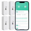 Tuya Smart Wireless Battery Powered Humidity and Temperature Sensor, Free Data Storage Export, Long-Lasting for Home/Basement/Baby Room, Alexa Compatible, Real-Time Alerts via App (4 Pack)