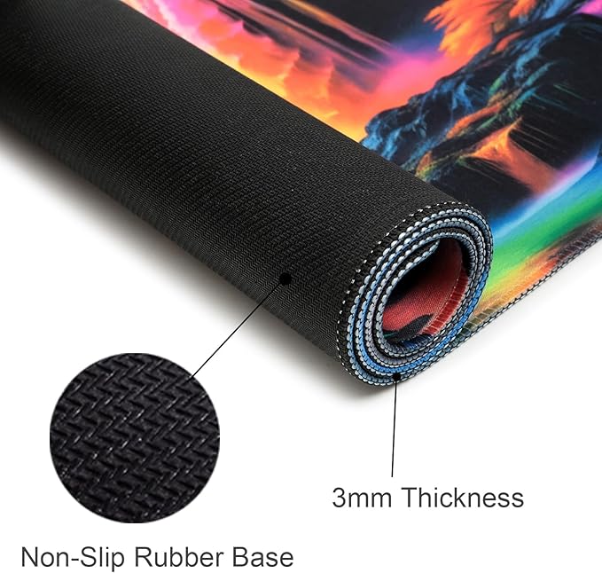 Simpkeely Large Fantasy Waterfall Gaming Mouse Pad - Blacklight Waterproof Glowing Desk Mat, 31.5" x 11.8" Extended Non-Slip Rubber Base for Office & Home