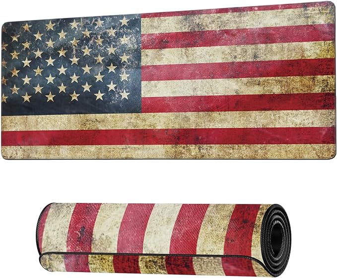 Retro Flag of United States Large Mouse Pad Extended Gaming Mouse Pad Waterproof Desk Mat with Stitched Edge,Non Slip Base Keyboard Mouse pad for Home Office 35.4" X 15.7"