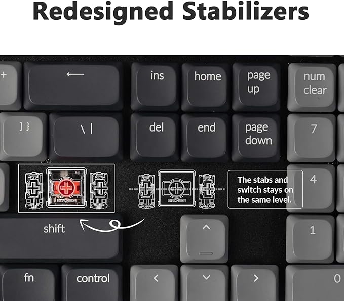Keychron K5 Version 2, QMK Ultra-Slim 100% Full Size Layout Wireless Mechanical Keyboard, Hot-swappable 104 Keys Low-Profile Mechanical Brown Switch, RGB Backlight Wired/Bluetooth for Mac/Windows