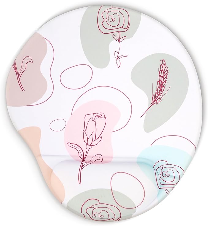 Ergonomic Mouse Pad with Wrist Support,Cute Floral Pattern Mouse Pads with Wrist Rest,Comfortable Mouse Pad for Home Office Gaming Work Computers Laptop with Non-Slip PU Base (Rose Fantasy)