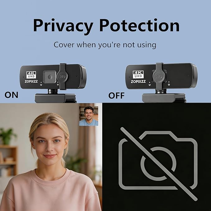 4K Webcam with Tripod, PC Ultra HD Web Camera with Microphone, PDAF Autofocus,Privacy Cover,USB A & USB C Adapter, Plug & Play,Ideal for Business Meetings&Live Streaming