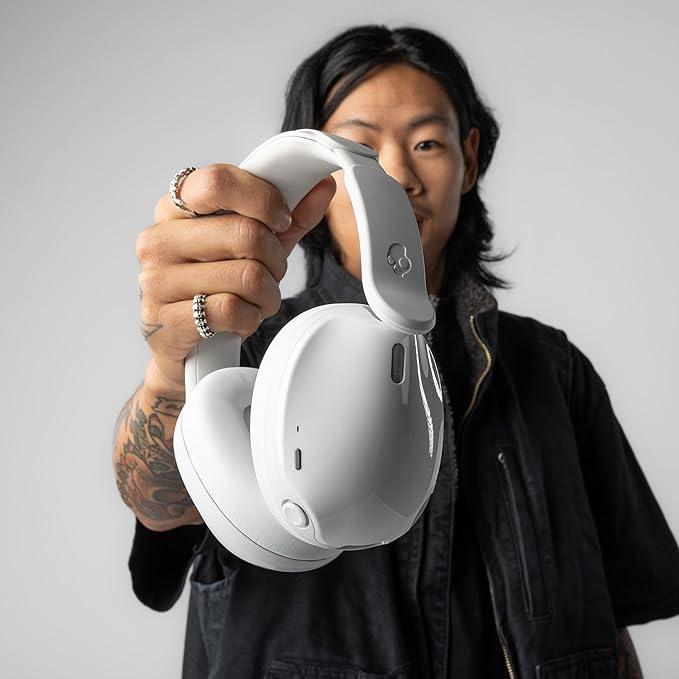 Skullcandy Hesh 540 ANC Wireless Over-Ear Bluetooth Headphones with THX Spatial Audio, Active Noise Cancelling, Personalized Sound, Up to 65 Hours Battery, Microphone for iPhone Android - Bone